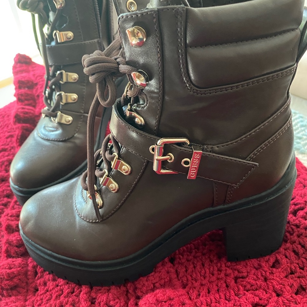 Guess Women's Dark Brown Combat Boots